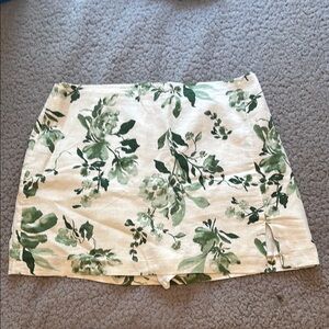Abercrombie Floral Green and Cream Skort